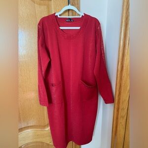 Turkish red evening sparkly dress with lace and bejeweled long sleeves